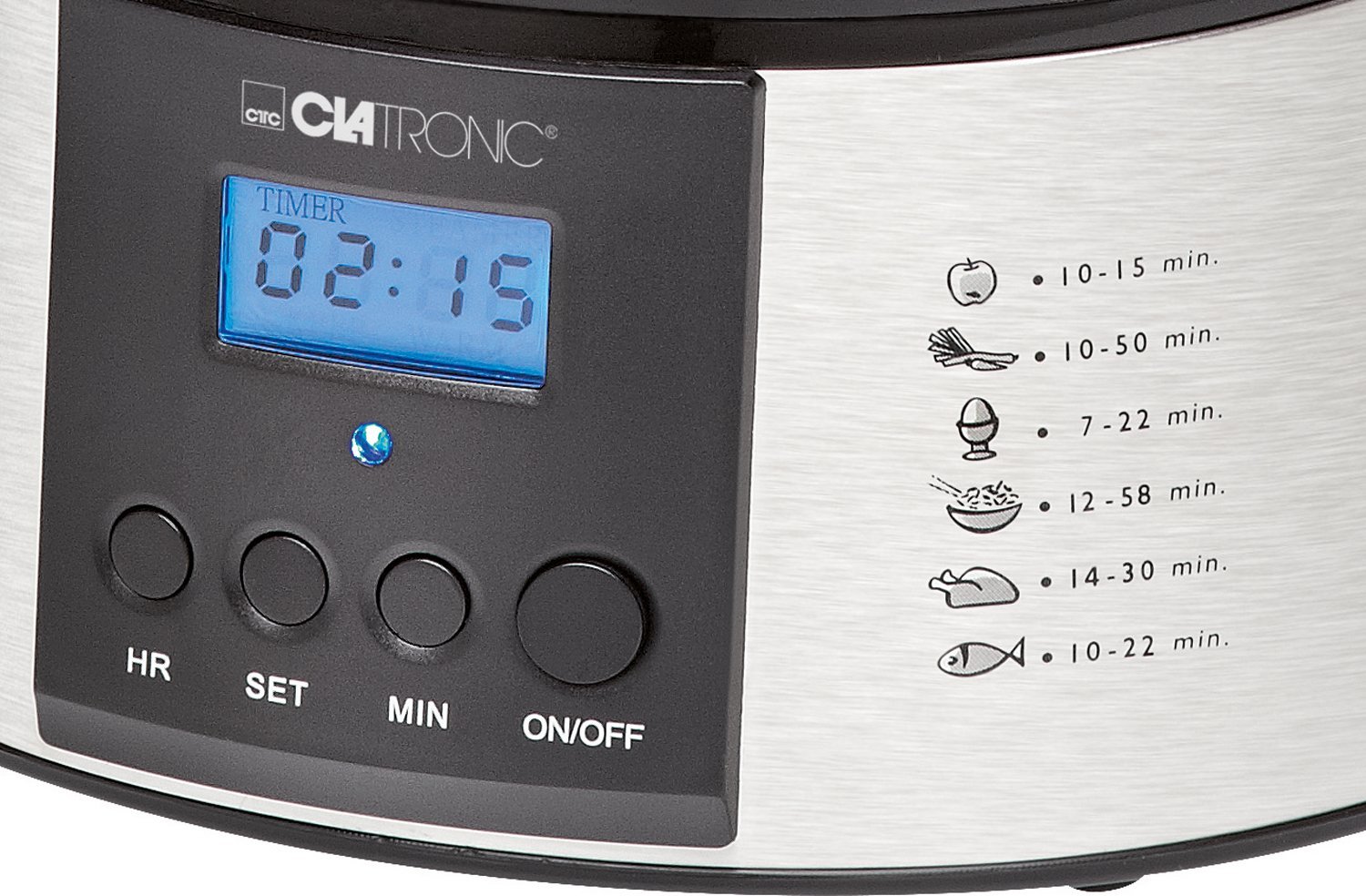 Clatronic DG3547 Steam cooker with display, Timer fuction Stainless steel,  Black