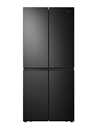 Hisense RQ563N4SF2 Side-by-Side-Kühlschrank, freistehend, schwarz, Full NoFrost, Schnellgefrieren, LED, Breite 79.4 cm, Energieklasse F