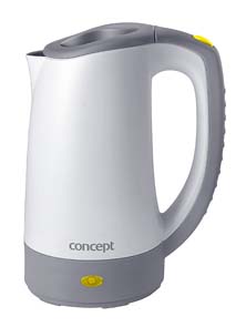 CONPT Hausgeräte rk7010 Kunstoff Wasserkocher mit 2 Tassen, 110-240 V, Kuststoff, automatischer Spannungsumwandler, 0,4 L, 600 W, grau-weiß