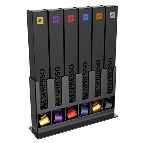 Tavola Swiss 5049031 Kapselspender Box für 60 Nespresso-Kapseln, Kunststoff, schwarz, 25x15x7 cm