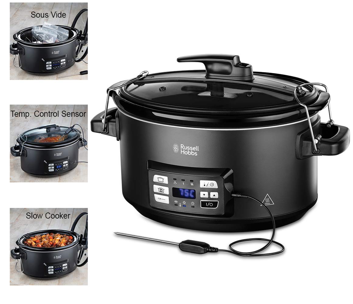 Russell Hobbs 3in1 Multikocher, Temperaturanzeige, Timer, Display, & Cooker, mit Bräter Kerntemperatursensor, Preisvergleich Vide Schongarer, Tests, spülmaschinengeeigneter 25630-56: Sous 6,5l Slow Infos Watt, Garer, digitales 350 Keramik-Gartopf