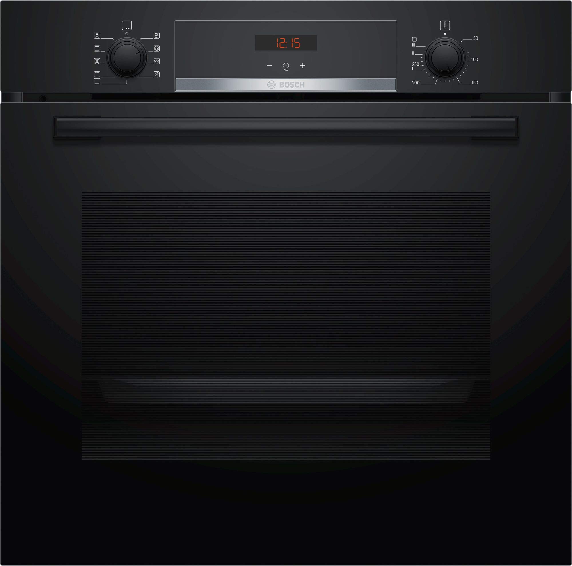 Bosch HBA534EB0 Backofen, Einbaugerät, Energieeffizienzklasse A, Volumen 71 l, Breite 59,4 cm, groß (ab 65 l), versenkbare Drehknöpfe, schwarz