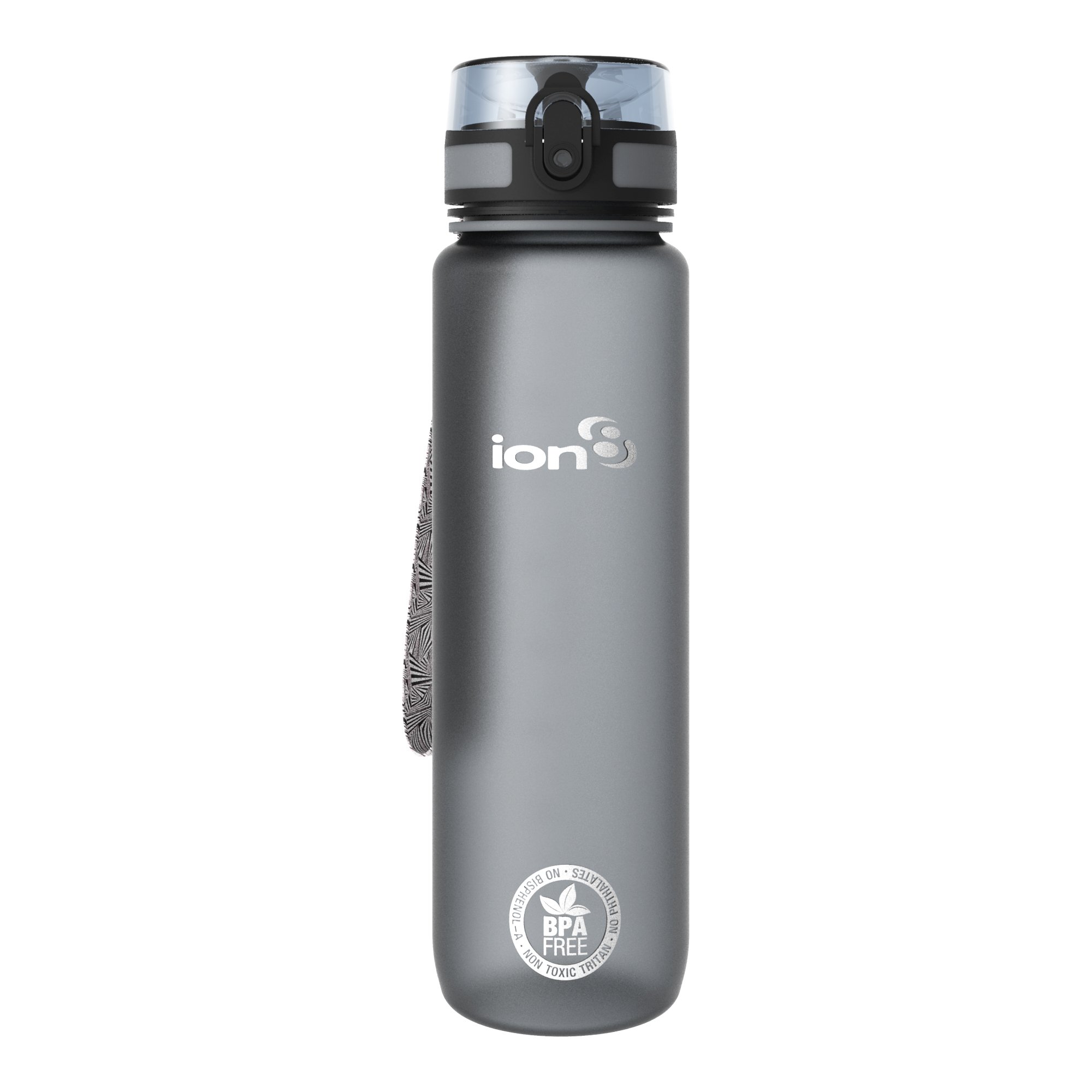 Ion8 Auslaufsichere 1 liter Sport Trinkflasche, BPA-frei, Grau
