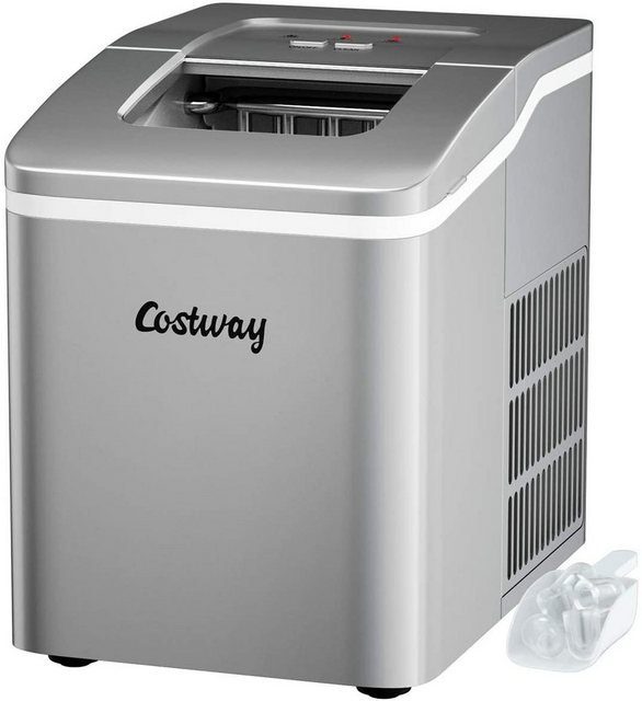 COSTWAY Eiswürfelmaschine Ice Maker Eismaschine Eiswürfelbereiter, inkl. Eiswürfelschaufel - 9 Eiswürfel in 8 min - 12kg in 24 Std. - 1,6L Wassertank