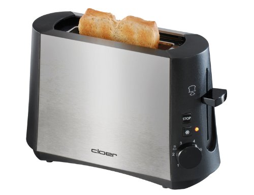 Cloer 3890 Single-Toaster - Minitoaster für 1 Toastscheibe - 600 W - ''Auftau-Funktion'' - Krümelschublade - Nachhebevorrichtung - mattiertes wärmeisoliertes Edelstahlgehäuse