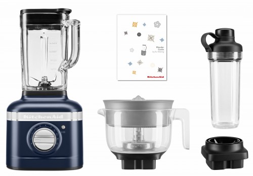 KitchenAid Paket 2, K400 Standmixer, 1200W, 5 Geschwindigkeiten, inkl. Zitruspressenaufsatz, 0,5L Mitnahmebehälter mit Deckel, tintenblau