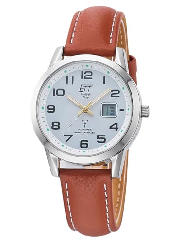 ETT Eco Tech Time Funk Solar Damen Uhr Analog mit Leder Armband ELS-11616-61L