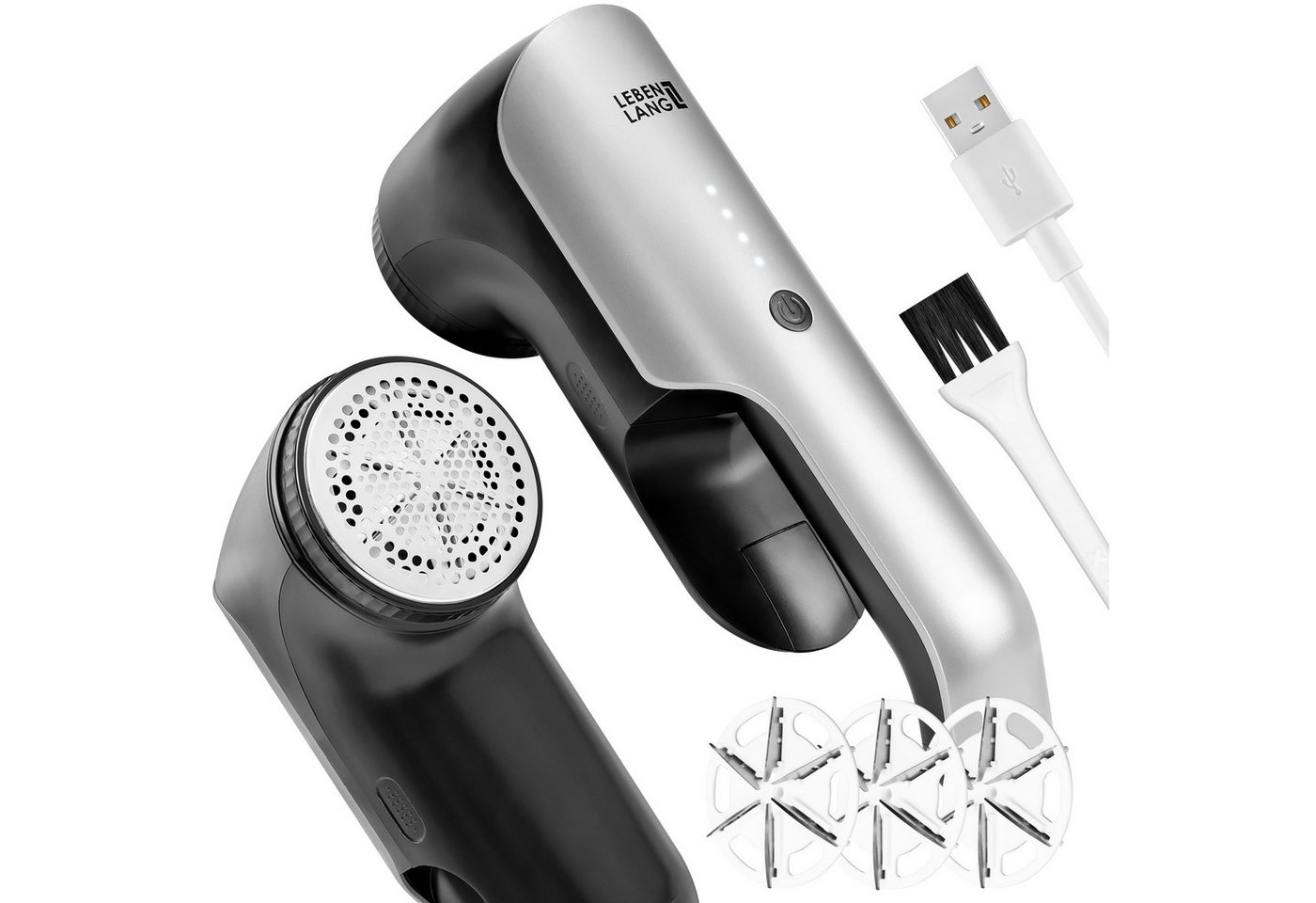 Lebenlang Fusselrasierer Elektrisch 2000mAh, LED Anzeige, 6-Messer Klinge, XXL-Schnittfläche, 2 Modi, für verschiedene Textilien