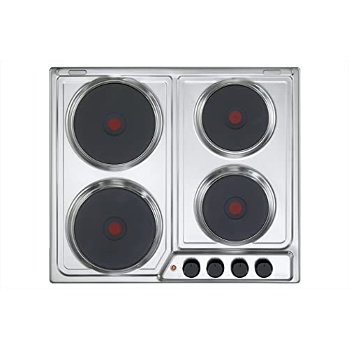 De'Longhi Piano cottura elettrico FFI 46 ER, Edelstahl Kochfeld mit 4 Schnell-Elektroplatten, silber
