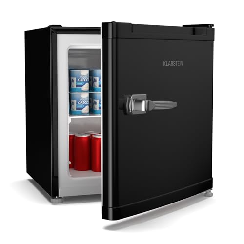 Klarstein Irene Retro Mini-Gefrierschrank, 31L, Flexibler Temperaturbereich -24 °C bis 10 °C, Energieeffizienz C, Leise 38 dB, Kompaktes Design, Blau