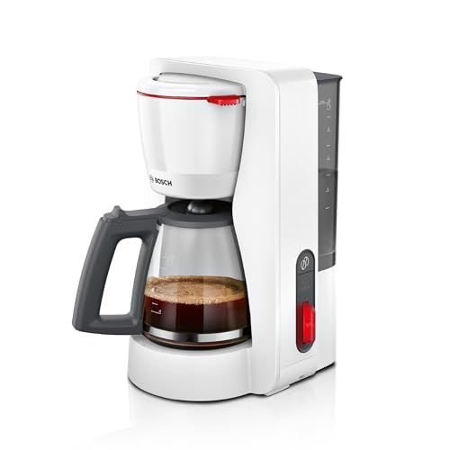 Bosch Filterkaffeemaschine MyMoment TKA3M131,1200 W, Glaskanne 1,25 l, für 10-15 Tassen, 60min Warmhaltefunktion, Aroma intense, Entkalkungsprogramm, Weiß matt