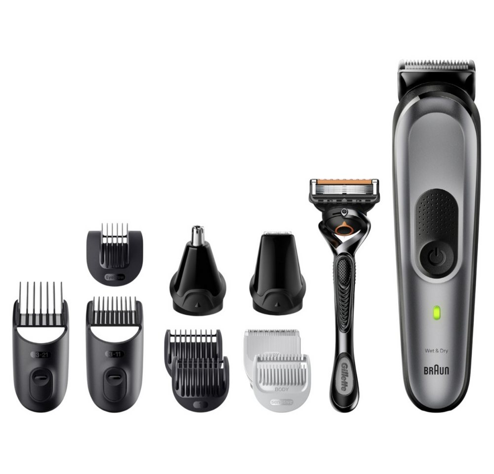 Braun Series 7 MGK7440 Multi-Grooming-Kit, Haar- und Bartschneider mit AutoSense-Technologie, Ladegerät und Kulturtasche, space grey