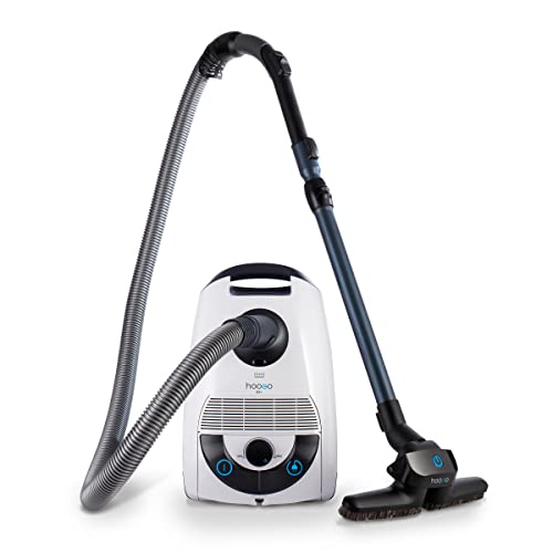 hoogo Bodenstaubsauger B3+ Flipflop Beutel | Starke Saugleistung | HEPA 14 Filter | 850 Watt | 11m Radius | nur 74 db(A) | 3 L Kapazität | 2 Bodendüsen