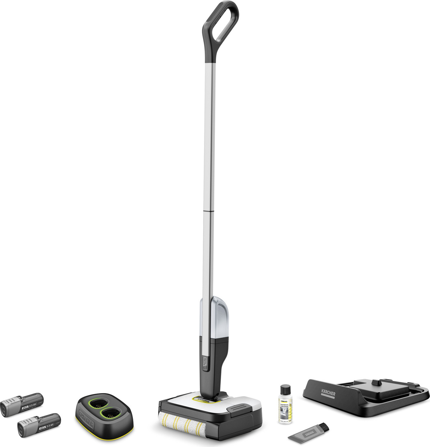 Kärcher Hartbodenreiniger FC 2-4, Akku-Dampfreiniger mit 20 Minuten Laufzeit, inkl. 2 Ersatzakkus und Hygieneschmutzwassertank