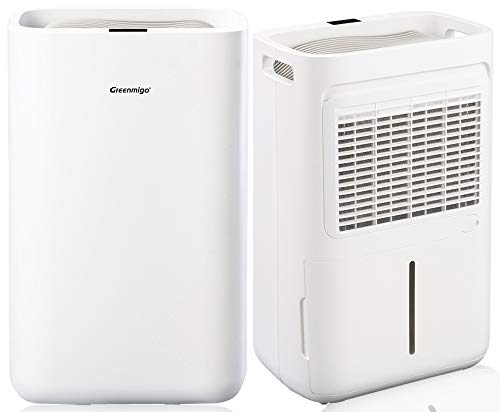 Greenmigo Luftentfeuchter 13L/24h Elektrischer Entfeuchter - Raumgröße max. 50m², Leiser Luftreiniger gegen Feuchtigkeit und Schimmel, Weiß