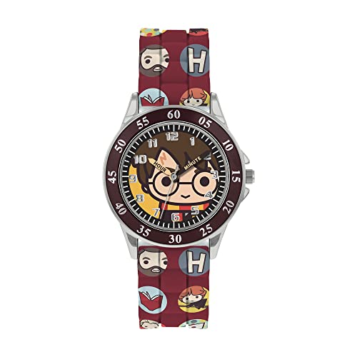 Harry Potter HP9049 Time Teacher Armbanduhr, Braun mit rotem Armband und Zifferblatt