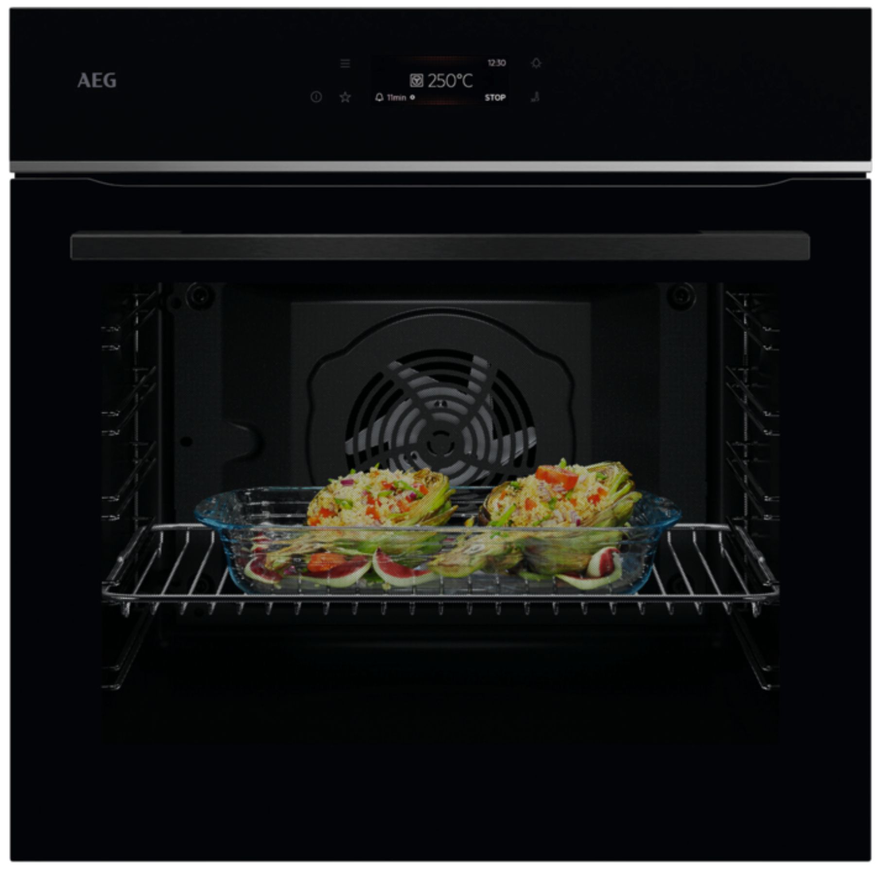 AEG Serie 7000 TE7AB63FSB Einbaubackofen, groß mit Aqua-Reinigungsfunktion, Schwarz, Versandkostenfrei