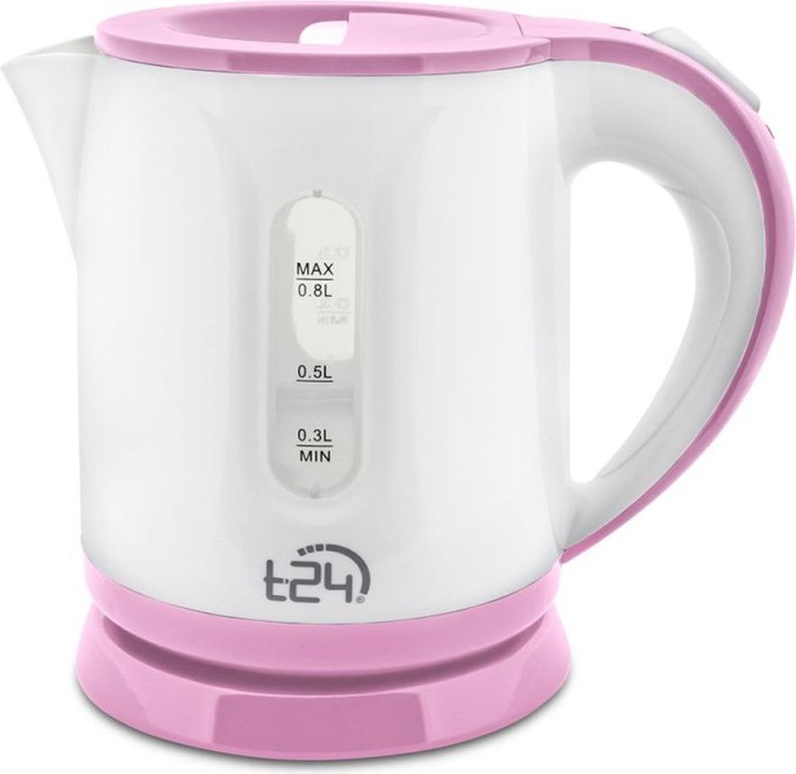 emeco Mini Wasserkocher 0,8 Liter kabellos 1100 Watt, kompakt und reisefreundlich, pink