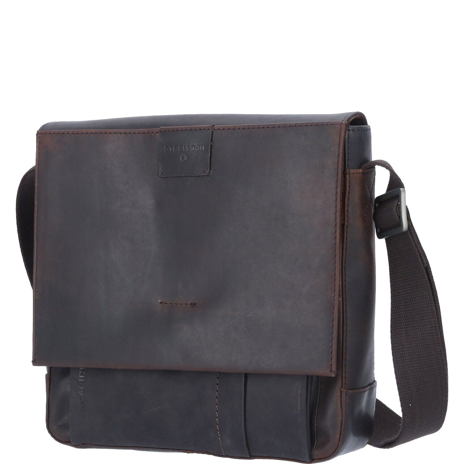 Strellson Umhängetasche Brick Lane Jeremy darkbrown, Leder, verstellbarer Schultergurt, standfest