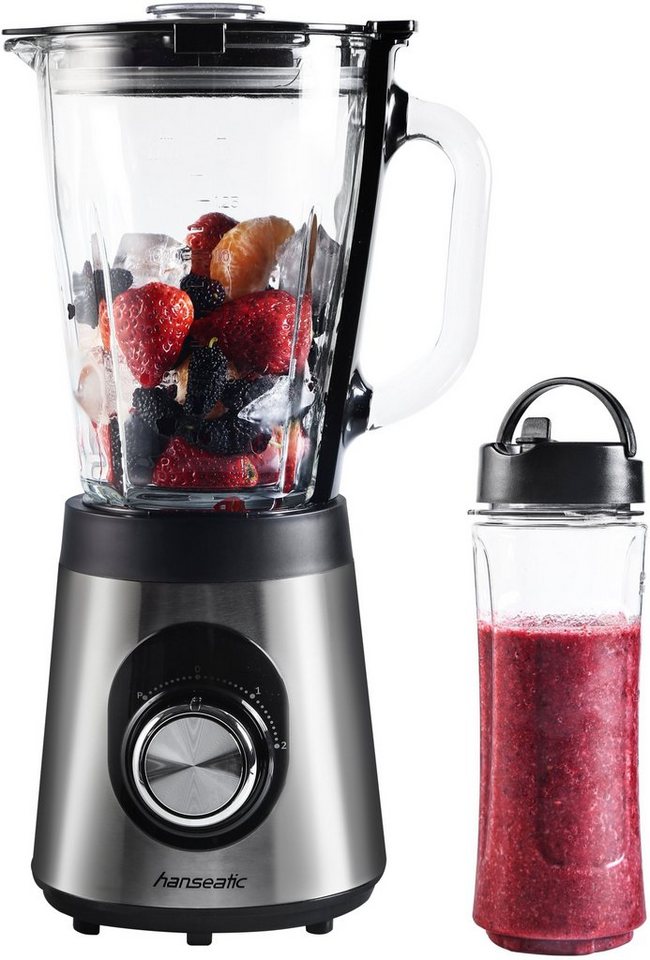 Hanseatic Standmixer HBL800-15SD, 800 W, 1,5 L Mixbecher, Abschaltautomatik, Pulse-Funktion, innovative 4-flüglige Kreuzklinge