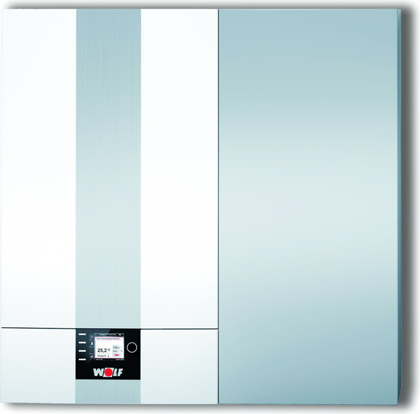 Wolf Gasbrennwert-Zentrale CGW-2-24/140L, Heizgerät mit Edelstahl-Warmwasser-Wärmetauscher, 140 L Schichtenspeicher, hohe Energieeffizienz, modulare Bauweise, weiß RAL 9016