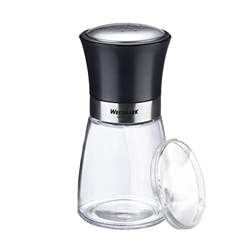 WESTMARK Gewürzstreuer »Blacky«, Salz- / Pfefferstreuer aus Glas und Edelstahl mit Aromadeckel, transparent/schwarz/silber, 13.2 cm hoch
