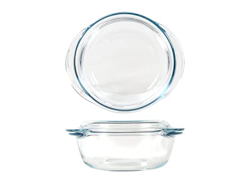 Cocotte ronde en verre Pyrex Lot de 2 1L chacune transparent
