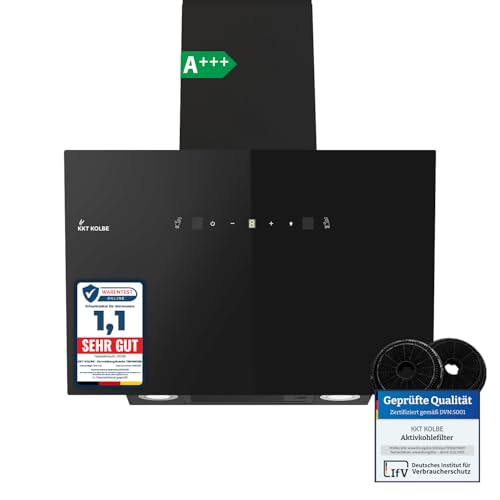 KKT KOLBE TRIO6025S Dunstabzugshaube 60cm, Kopffrei, Umluft/Abluft, 782cbm/h, Schwarz mit Gestensteuerung und LED-Beleuchtung