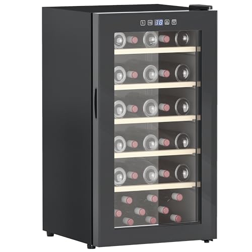 HOMCOM Weinkühlschrank, 91 L Flaschenkühlschrank für 41 Flaschen, Touch-Bedienung, 5-20°C, Innenbeleuchtung, Schwarz
