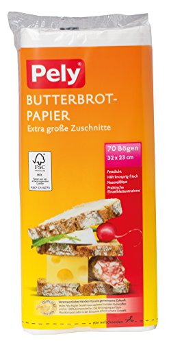 pely Butterbrotpapier-Zuschnitte, extra groß, 32x23cm, 70 Stück