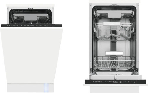 Amica EGSPV 584 900, Vollintegrierter Geschirrspüler 45 cm, 10 Maßgedecke, 8 l, 42 dB (A), Flex Besteckschublade, Aquastopp, 5 Programme
