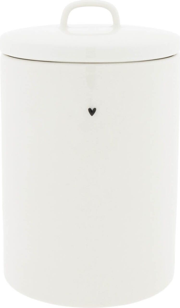 Bastion Collections Vorratsdose HEART mit kleinem Herz H. 19,5cm weiß und schwarz aus Keramik