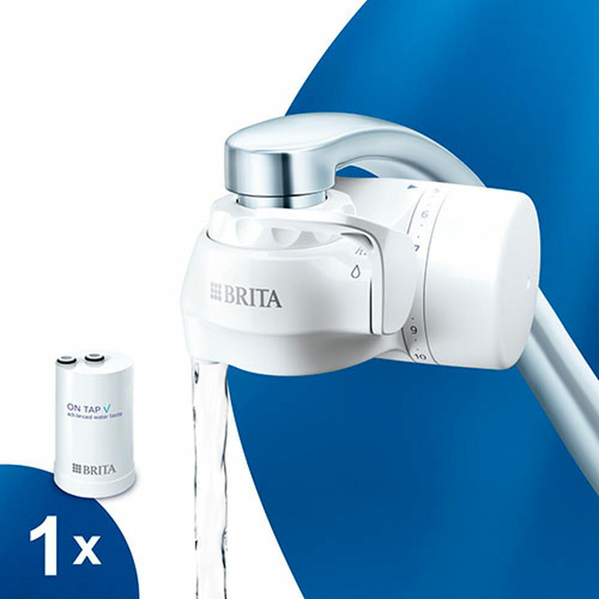BRITA ON TAP V CU CE Wasserfiltersystem direkt am Wasserhahn angeschlossen, 4-stufige Filtration, White