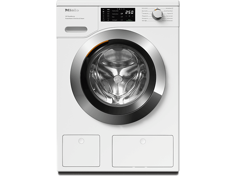MIELE WEG885 WPS PWash&TDos&Steam W1 Chrome Edition, Waschmaschine mit 9 kg, 1400 U/min, A, mit Flusen- und Fremdkörperfilter, SteamCare und TwinDos