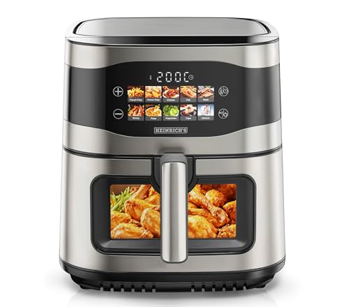 Heinrich´s Heißluftfritteuse XXL, 9 Liter, 10in1 Air Fryer, LED-Display mit Sensor-Touch, 1800W, fettfreie Zubereitung, spülmaschinenfester Korb, Timer