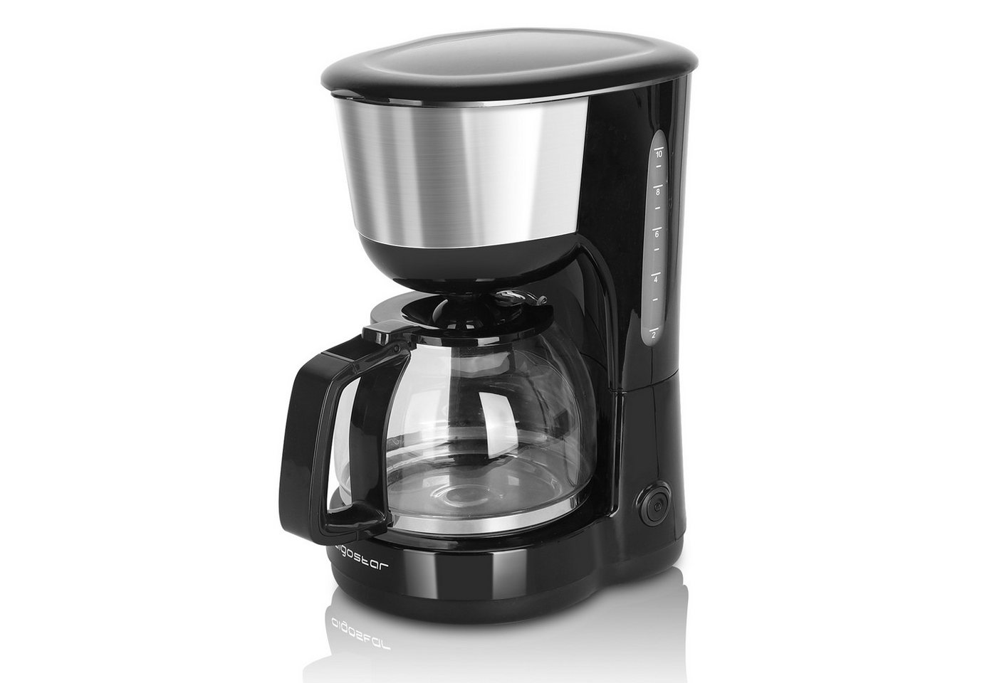 Aigostar Filterkaffeemaschine Edelstahl, 1000W, 10 Tassen, 1,25l Kaffeekanne, Warmhalteplatte, Schwarz
