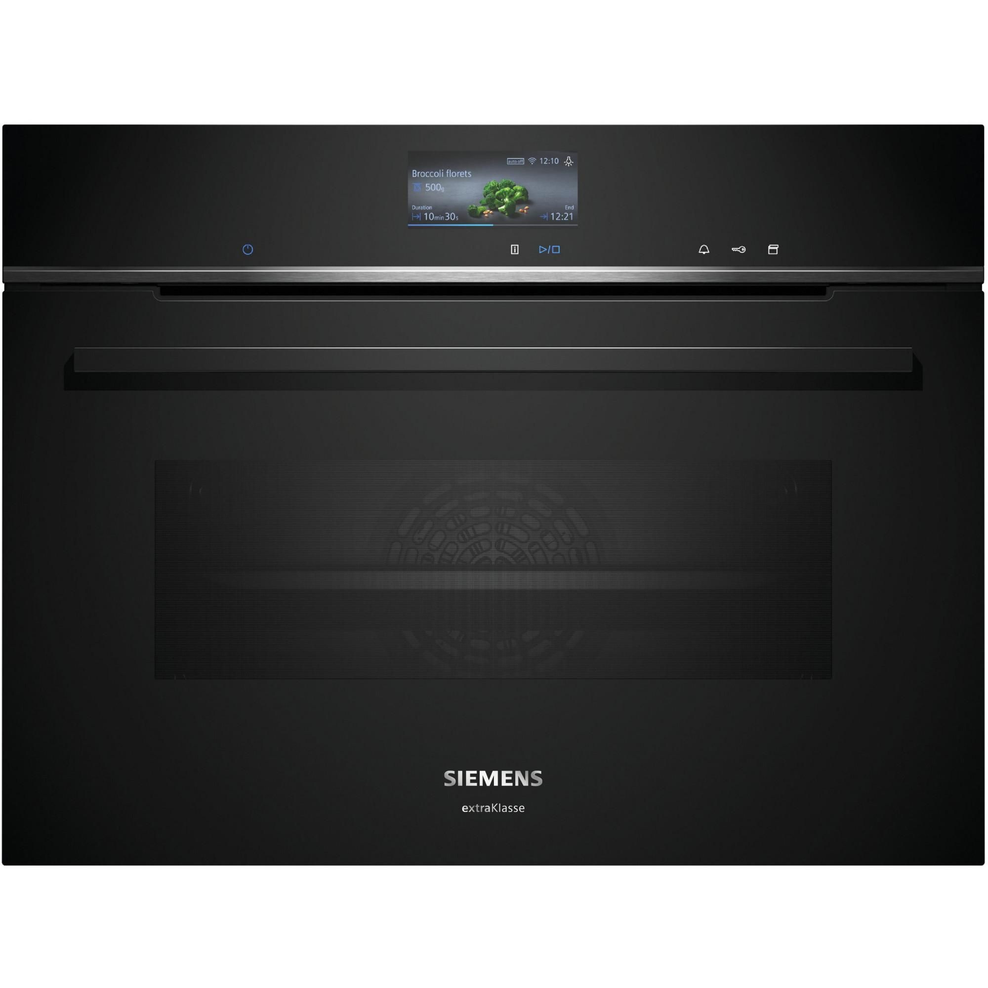 Siemens iQ700 CS736GCB1F Einbaubackofen, Kompaktdampfgerät 60 x 45 cm, schwarz, Edelstahl, AutoClean (inkl. Lieferung zum Aufstellungsort)