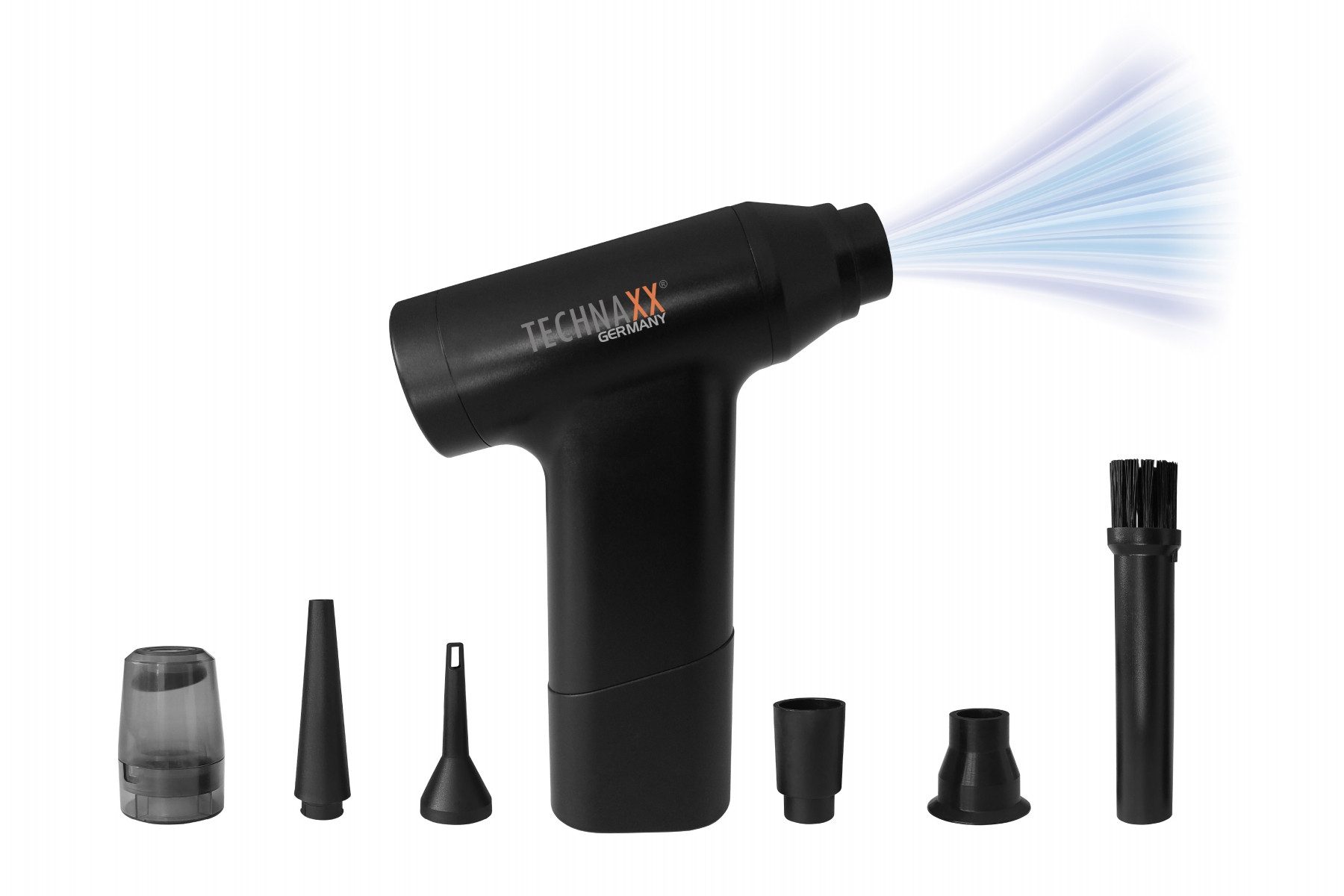 Technaxx Krümel-Akkusauger Technaxx Akku Staubgebläse mit Saugfunktion 160W TX-293, Handstaubsauger mit 5 Aufsätzen, schwarz