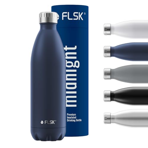 FLSK Edelstahl Trinkflasche, 1000 ml, auslaufsicher, kohlensäuregeeignet, 24 Std. kalt & 18 Std. heiß, midnight
