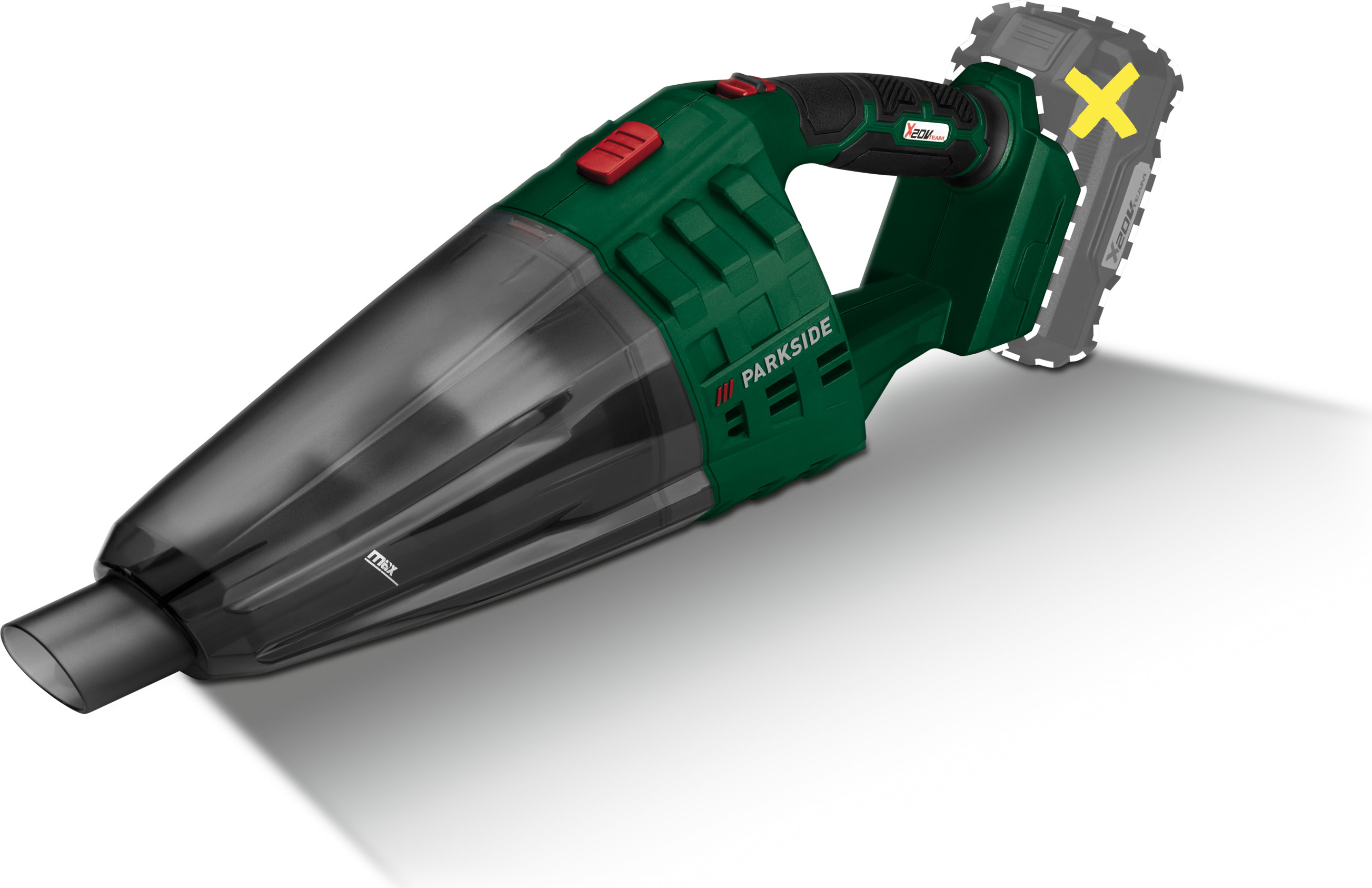 PARKSIDE® Rozbaleno PHSSA 20-Li C1, 20V Akku-Handstaubsauger mit Bodendüse, 4-teiligem Düsen-Set und beutellosem Fangbehälter