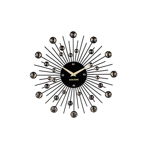 Karlsson Wanduhr Sunburst, Schwarz / Gold, 30 cm