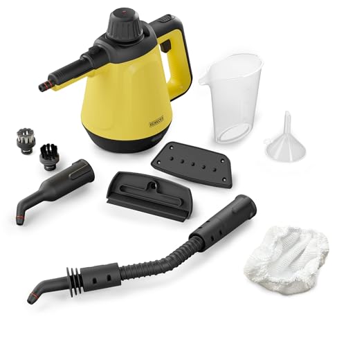 HEINRICHS Handdampfreiniger, Dampfreiniger mit 1200W, 5 min Aufheizzeit, 400ml Wassertank, 3,5 Bar Dampfdruck, 5m Kabel, für Auto, Küche, Bad, Polster, Boden, Fenster