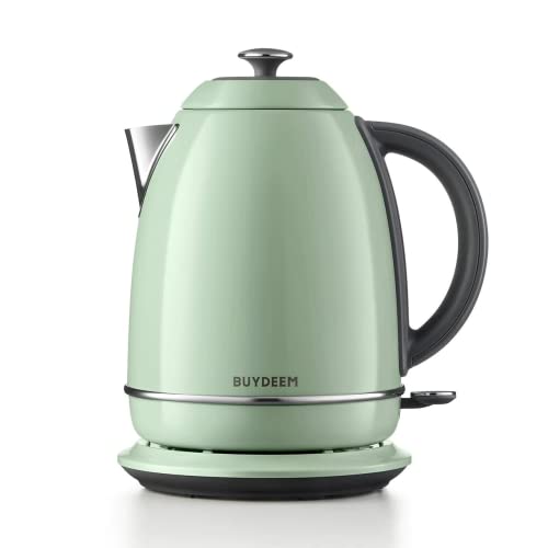 Buydeem K640 Elektrischer Wasserkocher, 1,7 Liter, 2400 Watt, Edelstahl, Farbe Cozy Greenish