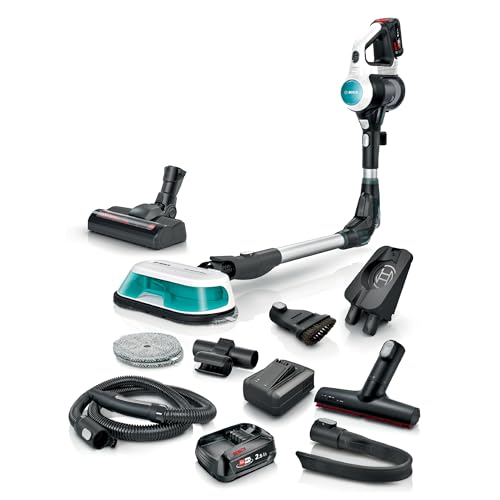 Bosch Akku-Staubsauger Unlimited 7 ProHygienic Aqua BSS712XHYG, kabellos, 2in1 Saugen & Wischen, HEPA-Filtersystem, 10 Jahre Motorgarantie, 2 Akkus, Made in Germany, weiß