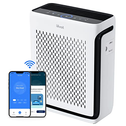 LEVOIT H13 HEPA Luftreiniger Allergiker für 52㎡ Wohnung Raucherzimmer, 23dB Air Purifier mit Staub-&Lichtsensor, Tiermodus & Washbarer Vorfilter, gegen 99,97% von Schimmel Pollen Tierhaare&-gerüche