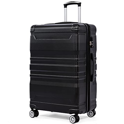 Merax Hartschalen-Koffer 65cm, Leicht Trolley Rollkoffer Reisekoffer mit TSA-Schloss und Universalrad, Handgepäck Koffer, Erweiterbar, Teleskopgriff, 4 Rollen, L-41x26x65 cm, Schwarz