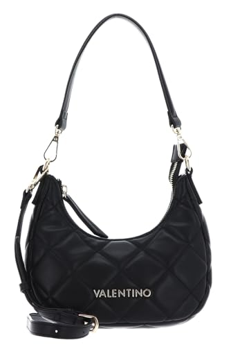 Valentino Ocarina Schultertasche, Handtasche aus hochwertigem Polyurethan, 21 cm, Schwarz mit geräumigem Hauptfach und praktischen Fächern