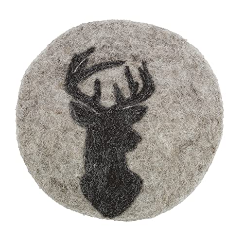 Cilio LANA Hirsch Topfuntersetzer, handgefertigt aus grauem Filz
