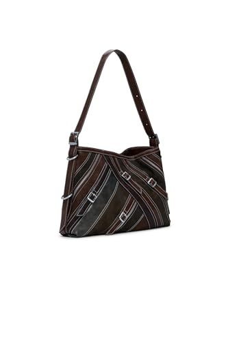 Desigual Fibonacci Buxton Schultertasche 40 cm, Braun, mit reorganisierbarem Innenraum und abnehmbarem Riemen