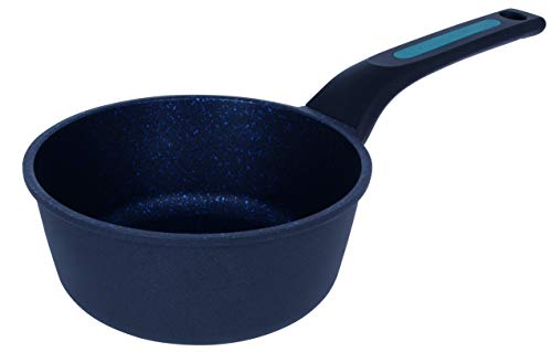 Arcos Serie Thera | Antihaft-Kochtopf 18 cm und 1,69L | Aluminiumguss | Geeignet für jede Küche | Ergonomischer Kunststoff- und Silikongriff | Energiesparsystem | Spülmaschinenfest | Schwarz und Blau